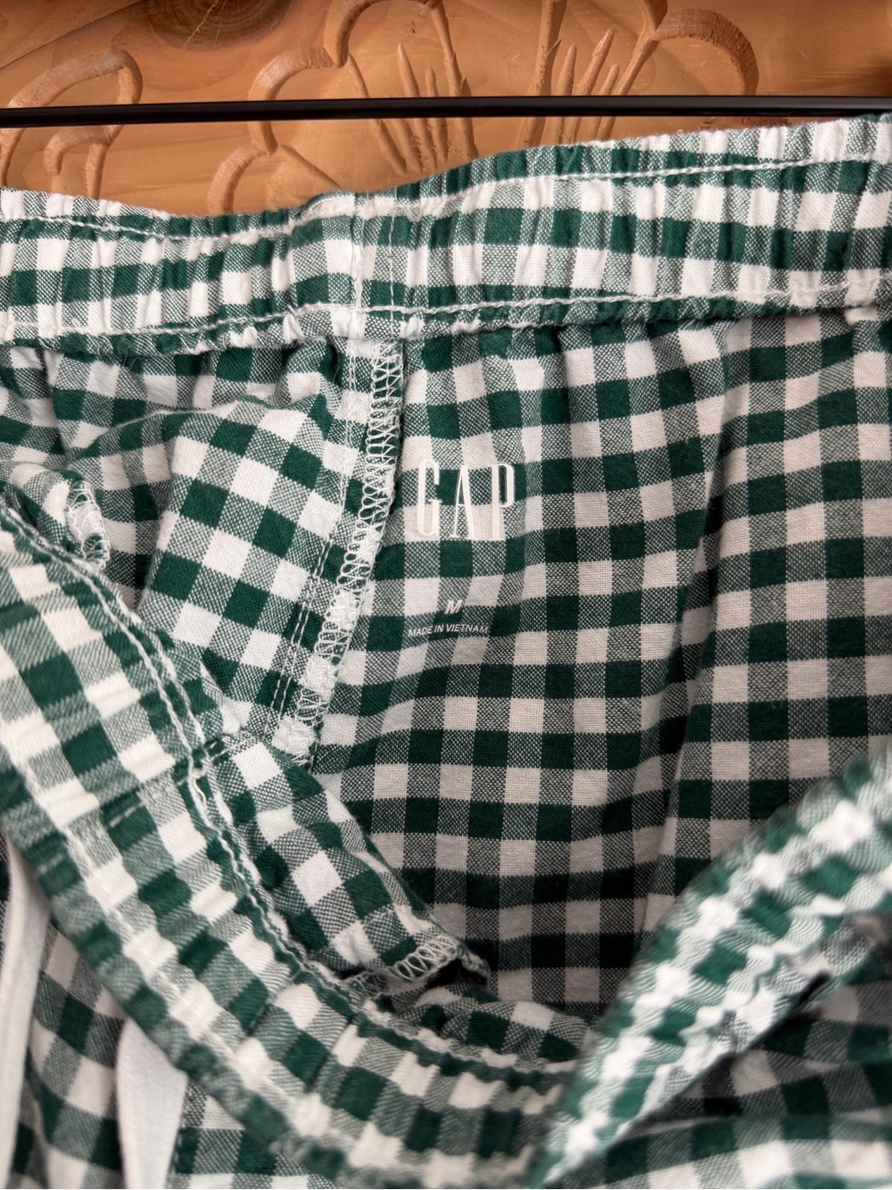 Women’s Green Gingham Drawstring Pants - Picture 2 of 4